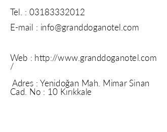 Grand Doan Otel iletiim bilgileri